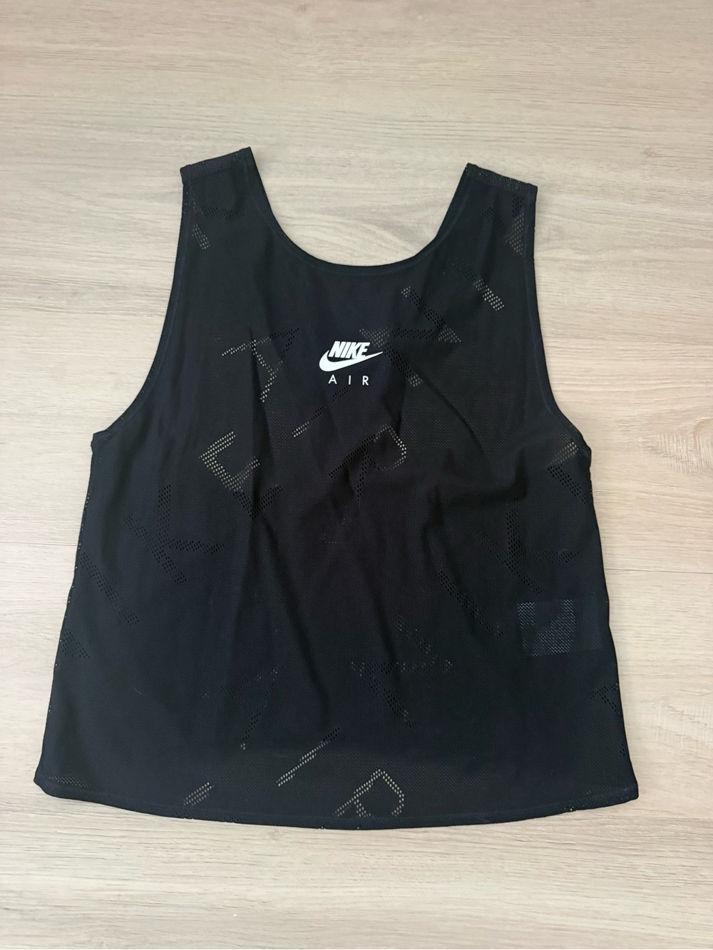 Nike Air Women's Black Mesh Tank with White Logo